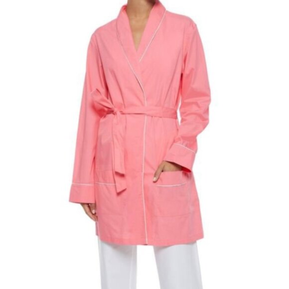 Three J NYC Alex Robe 100% Cotton Poplin White/Green NWT - Picture 2 of 5